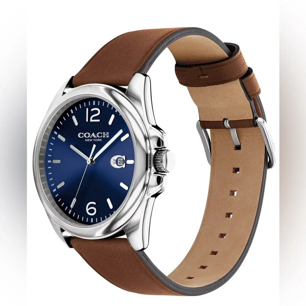 Coach Men's Greyson Brown Leather Strap Watch